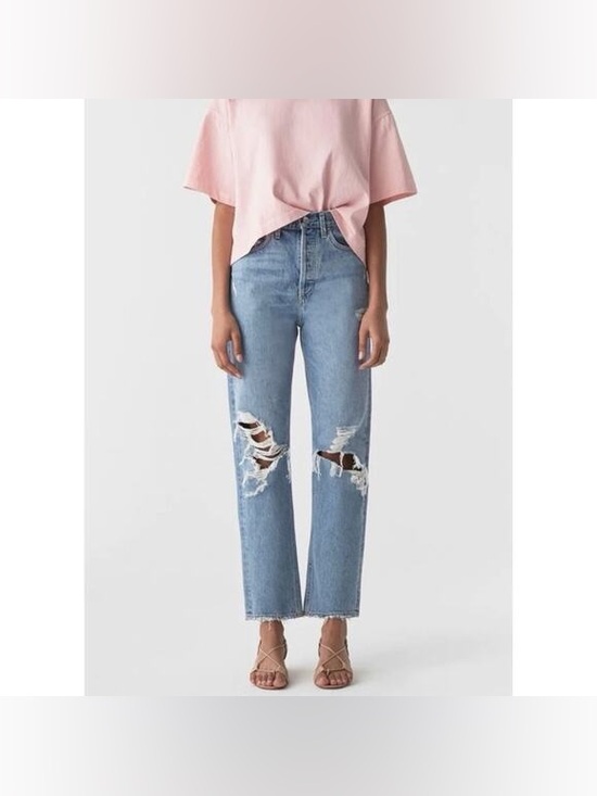 Agolde Denim - EUC [Agolde] Blue Denim Straight Leg High Rise Distressed Jeans Women’s 26